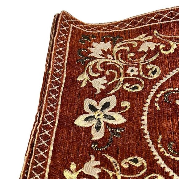 Rust White Floral Embroidery Polyblend Set of 6 Dining Placemats 17.5x12 - Picture 12 of 16